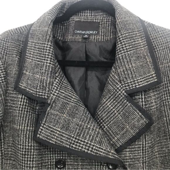 Cynthia Rowley Double Breasted Black Tweed Blazer Jacket - Picture 5 of 10